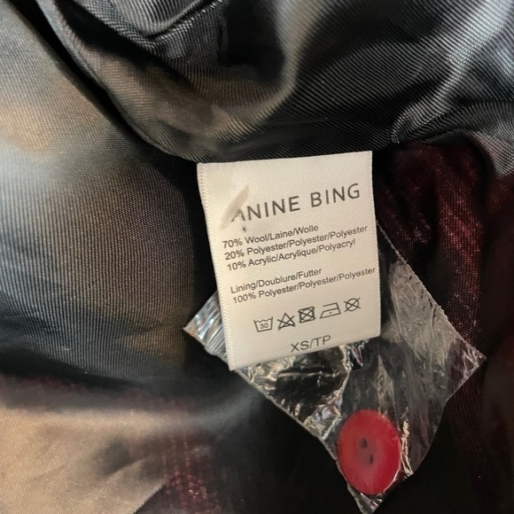NWT Anine Bing Bobbi Wool Shacket Flannel Jacket Buffalo Check Red XS - Picture 11 of 13